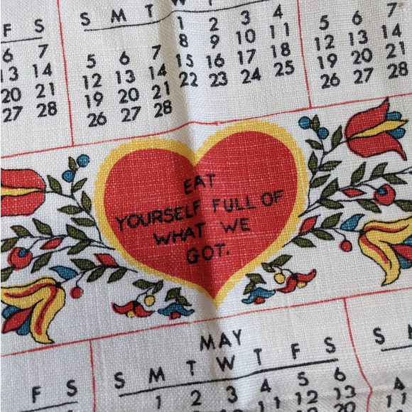 Vintage 60's Pennsylvania Dutch Style 1967 Calendar Linen Tea Towel with Sayings - Picture 8 of 10